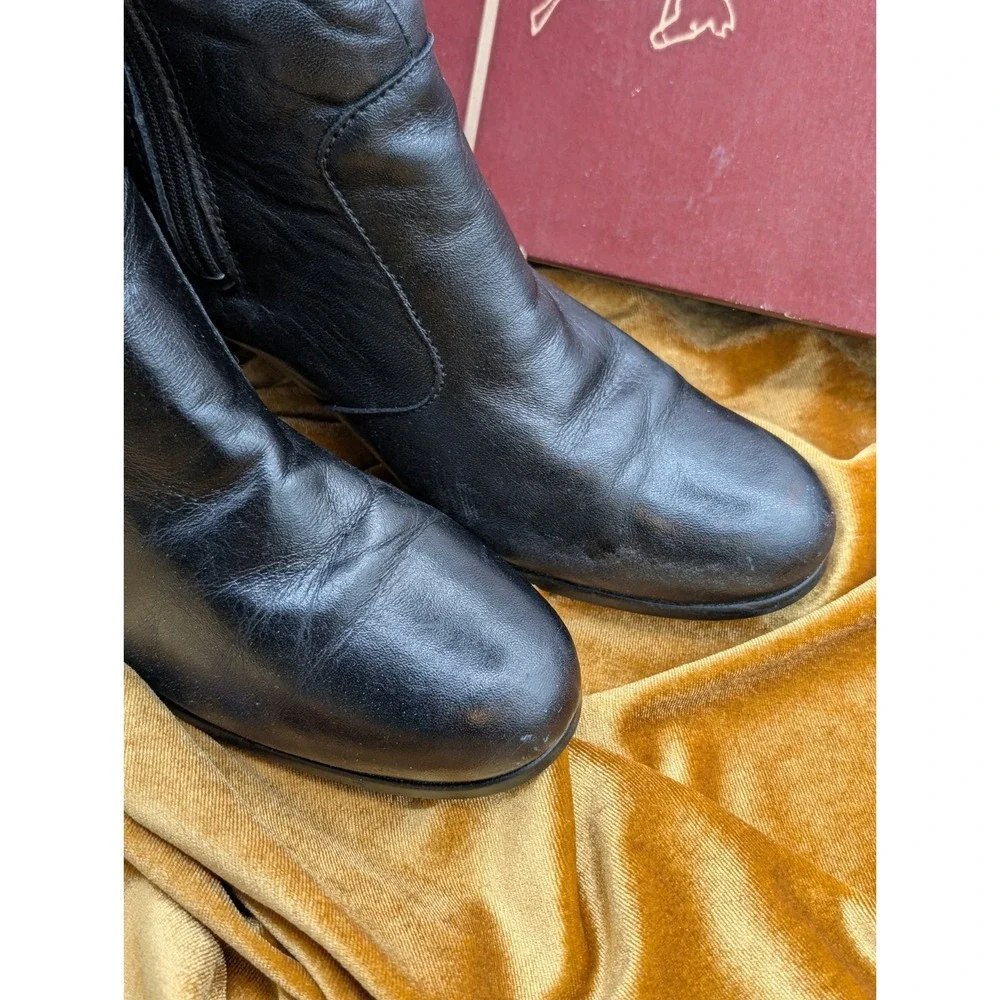 Old Maine Trotter Lancer Black Leather Knee High Boots 10 S Slim 90s Box VTG